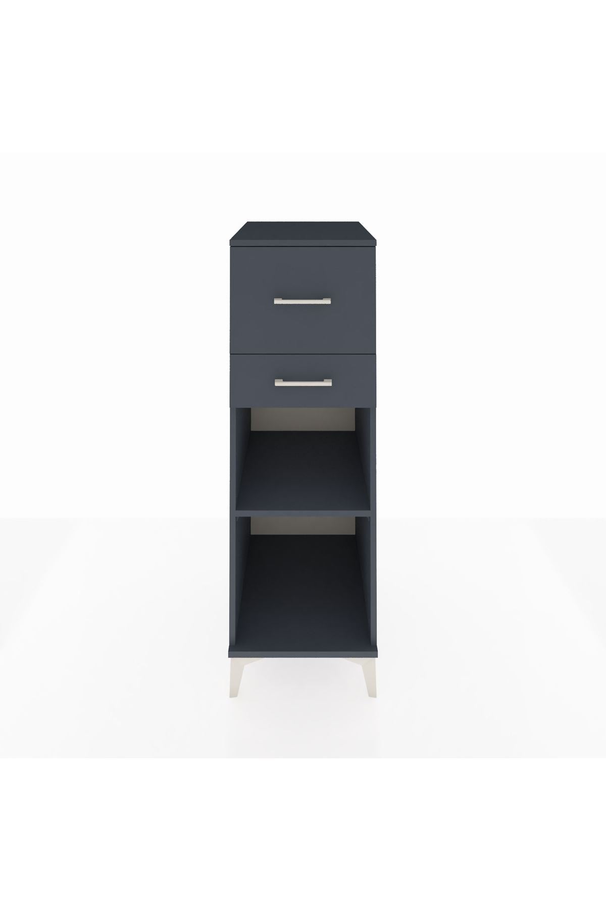 Kronos Dolap Tek Raflı 2 Çekmeceli 44x59x134 Antrasit-Antrasit