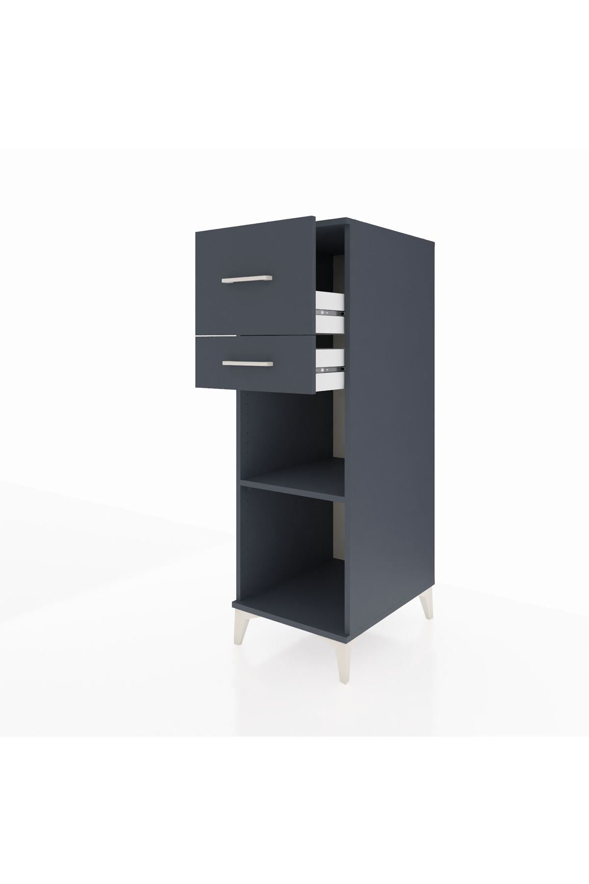 Kronos Dolap Tek Raflı 2 Çekmeceli 44x59x134 Antrasit-Antrasit