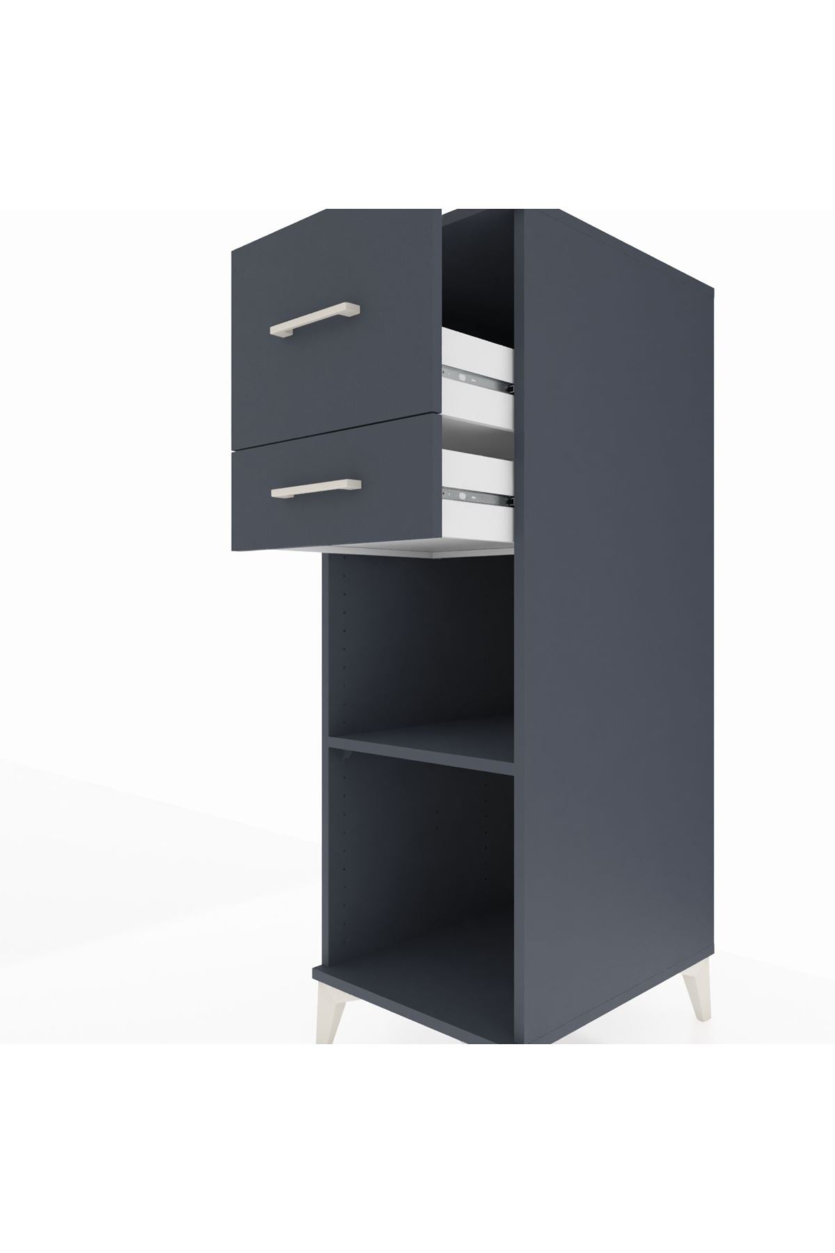 Kronos Dolap Tek Raflı 2 Çekmeceli 44x59x134 Antrasit-Antrasit