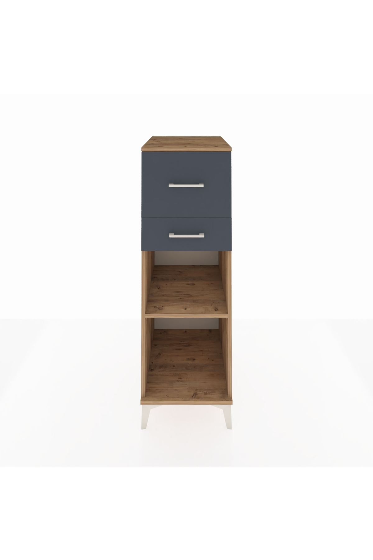 Kronos Dolap Tek Raflı 2 Çekmeceli 44x59x134 Çam-Antrasit