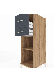 Kronos Dolap Tek Raflı 2 Çekmeceli 44x59x134 Çam-Antrasit