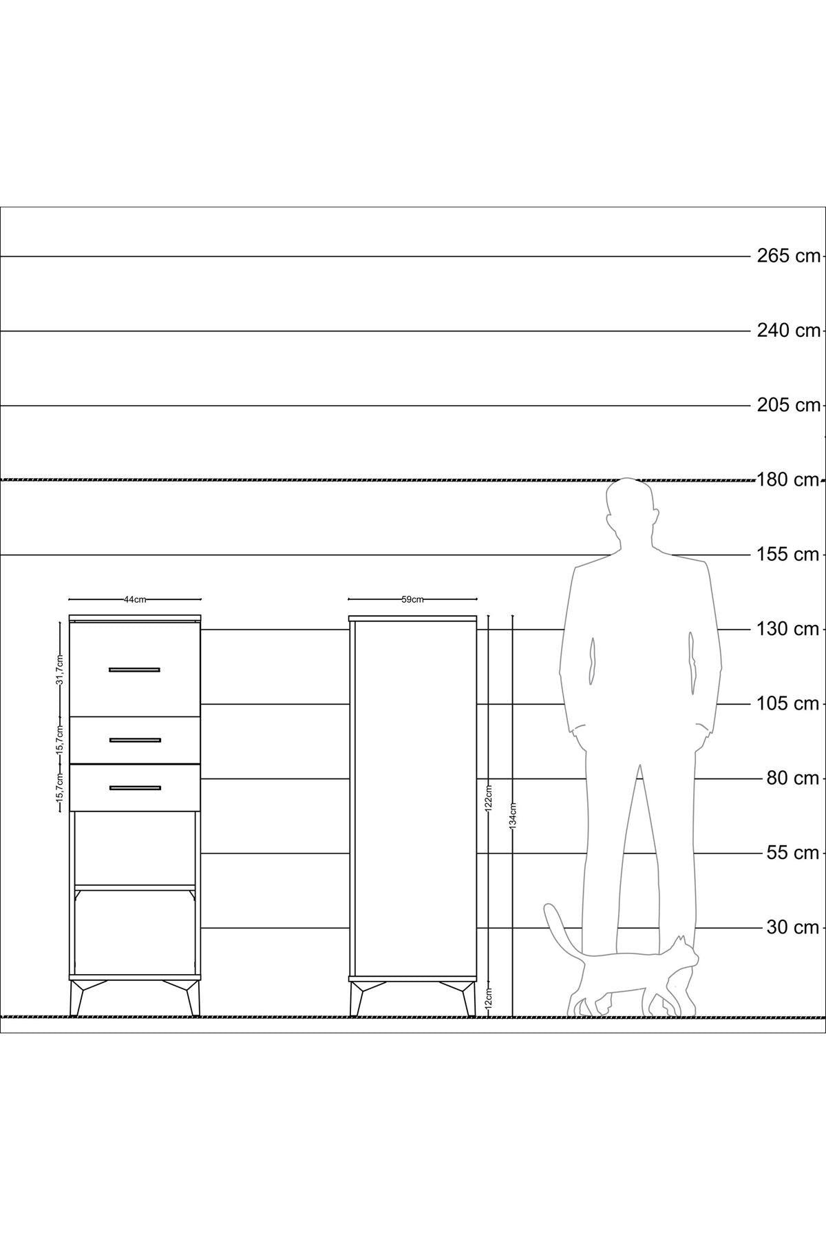 Kronos Dolap Tek Raflı 3 Çekmeceli 44x59x134 Aytaşı-Aytaşı