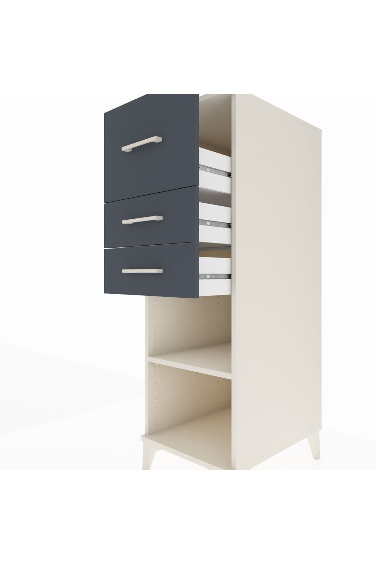 Kronos Dolap Tek Raflı 3 Çekmeceli 44x59x134 Aytaşı-Antrasit