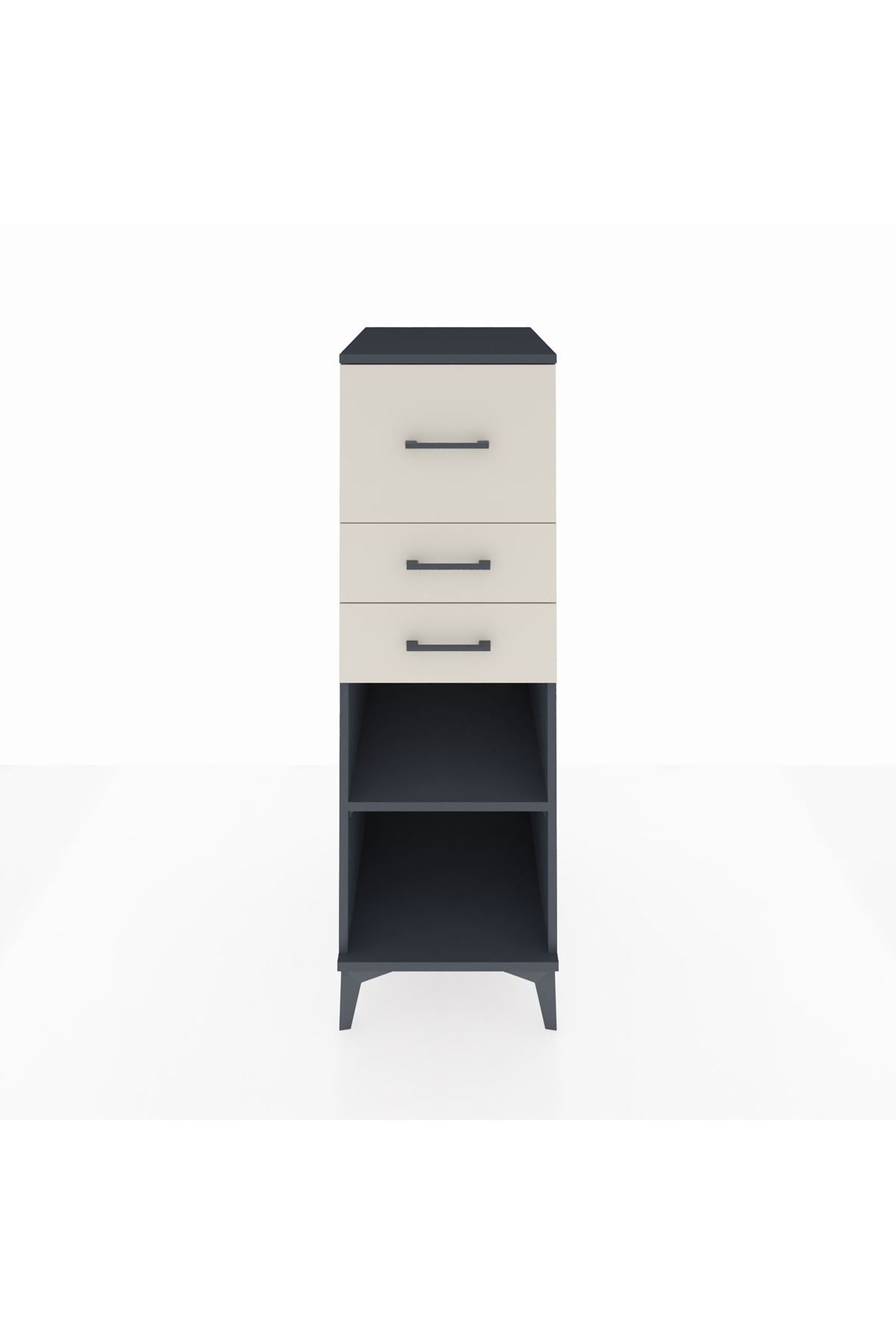 Kronos Dolap Tek Raflı 3 Çekmeceli 44x59x134 Antrasit-Aytaşı
