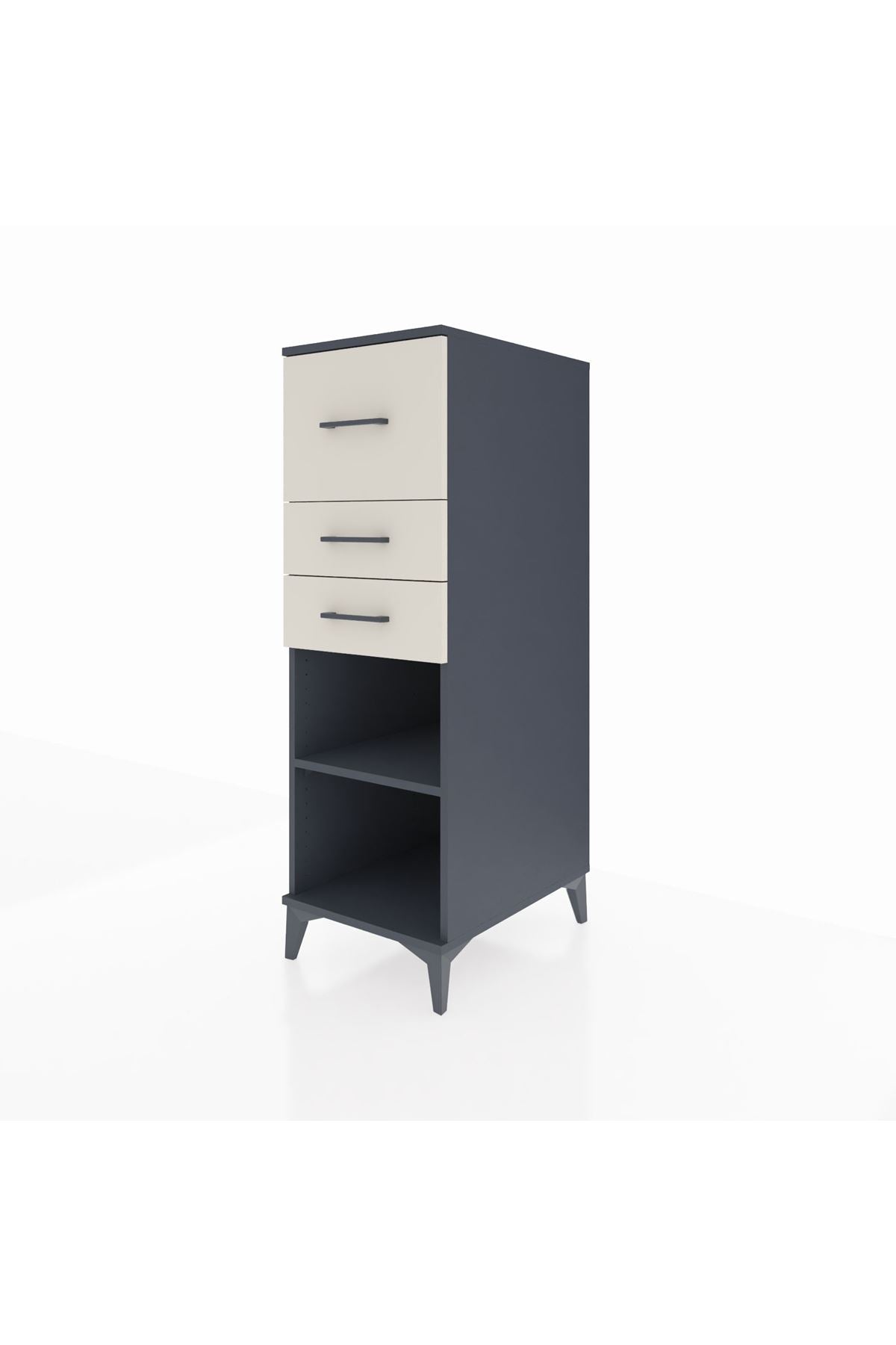 Kronos Dolap Tek Raflı 3 Çekmeceli 44x59x134 Antrasit-Aytaşı