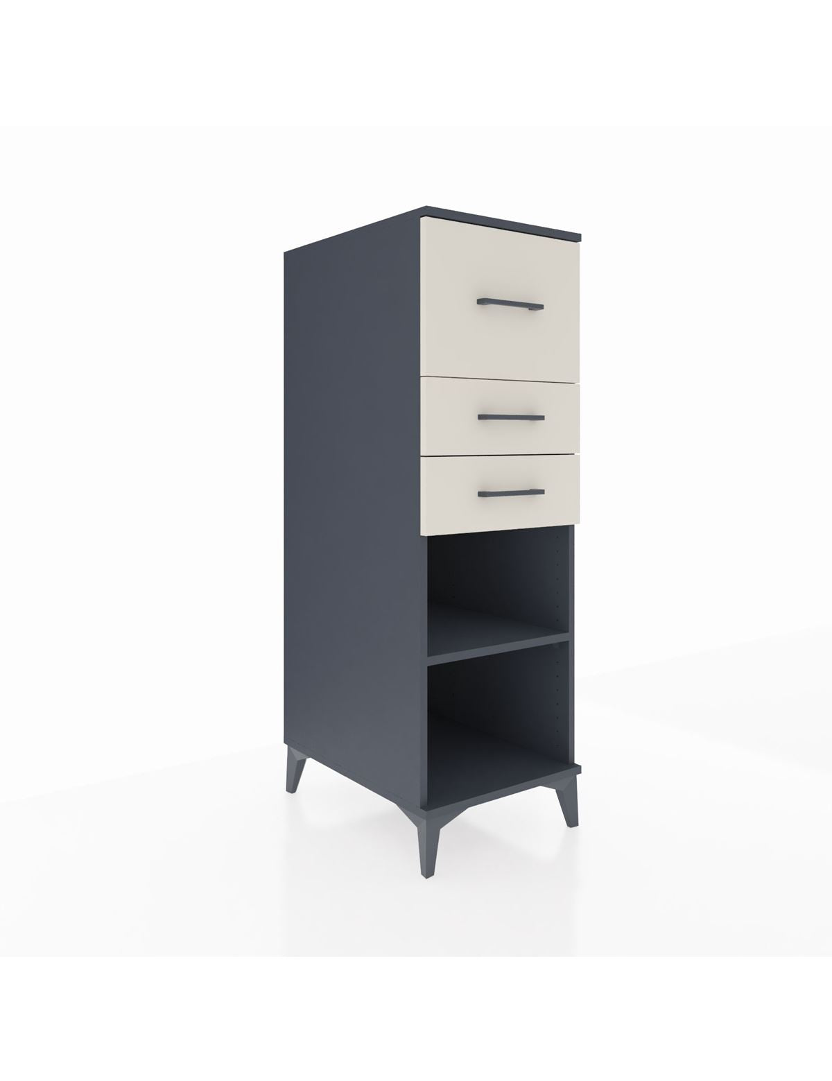 Kronos Dolap Tek Raflı 3 Çekmeceli 44x59x134 Antrasit-Aytaşı