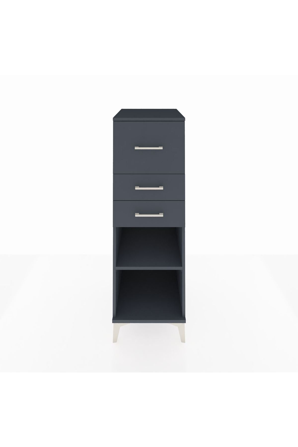 Kronos Dolap Tek Raflı 3 Çekmeceli 44x59x134 Antrasit-Antrasit