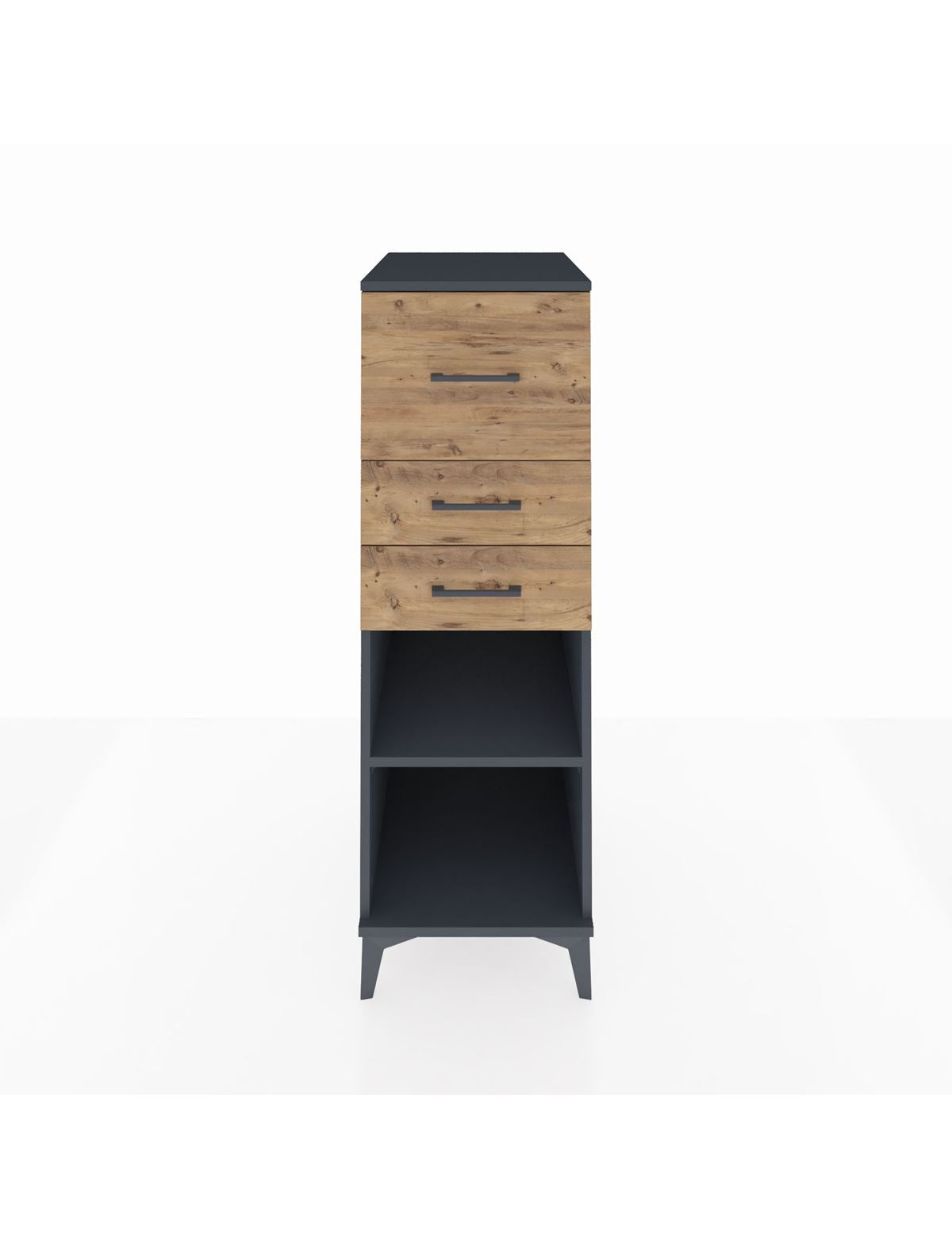 Kronos Dolap Tek Raflı 3 Çekmeceli 44x59x134 Antrasit-Çam