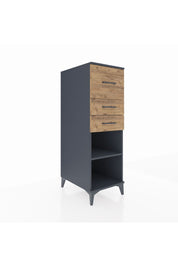 Kronos Dolap Tek Raflı 3 Çekmeceli 44x59x134 Antrasit-Çam