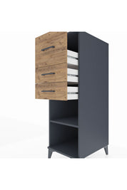 Kronos Dolap Tek Raflı 3 Çekmeceli 44x59x134 Antrasit-Çam