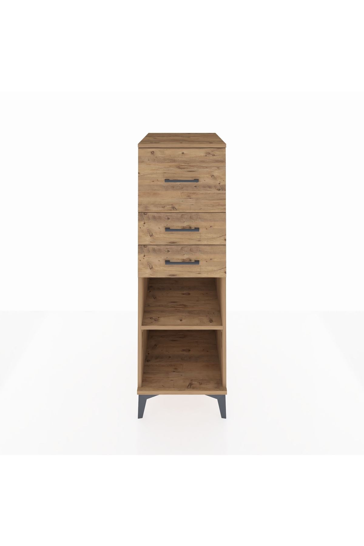 Kronos Dolap Tek Raflı 3 Çekmeceli 44x59x134 Çam-Çam