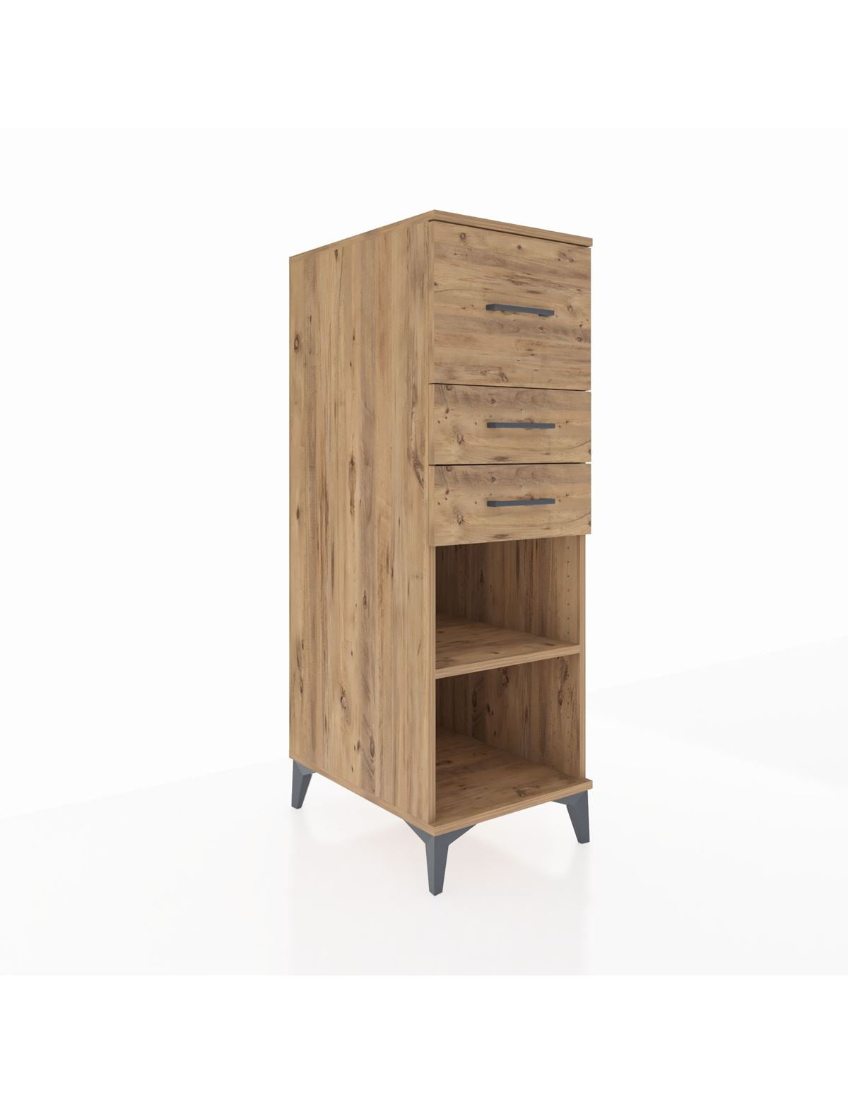 Kronos Dolap Tek Raflı 3 Çekmeceli 44x59x134 Çam-Çam