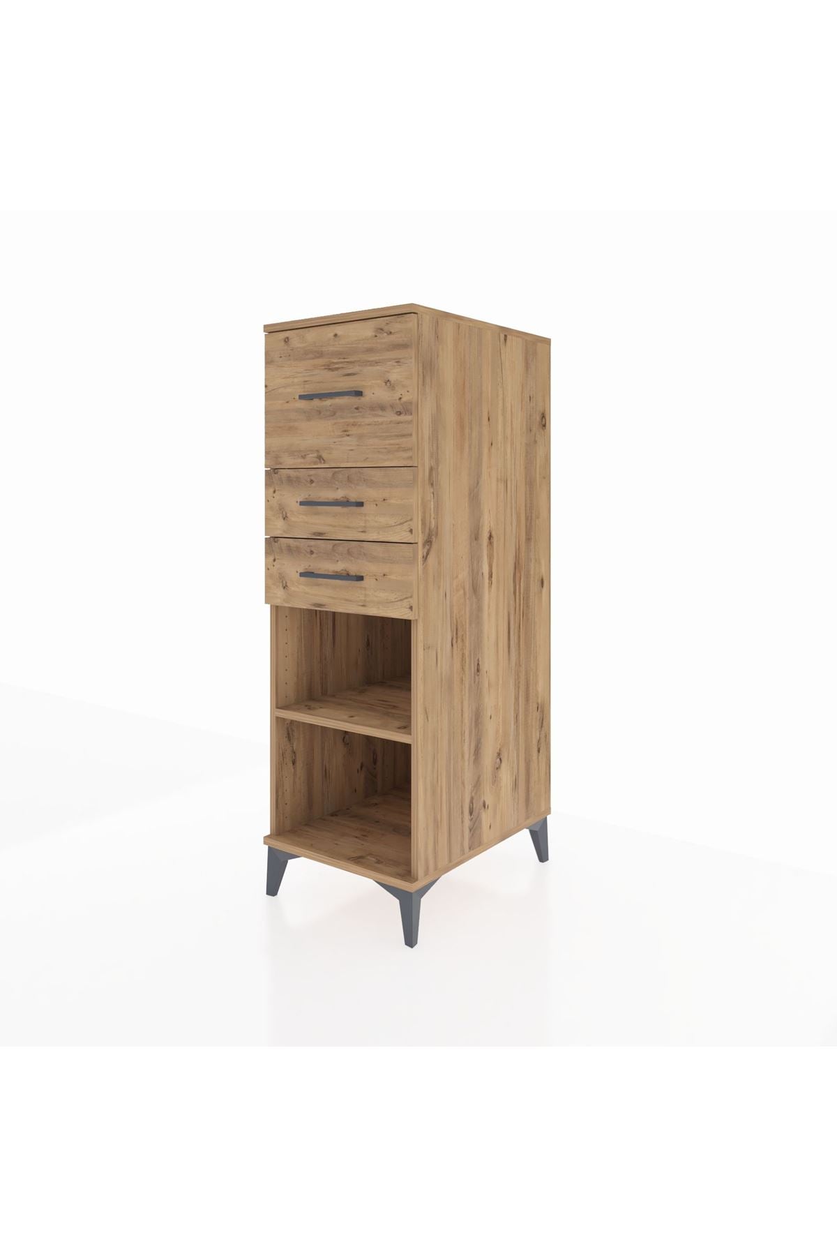 Kronos Dolap Tek Raflı 3 Çekmeceli 44x59x134 Çam-Çam