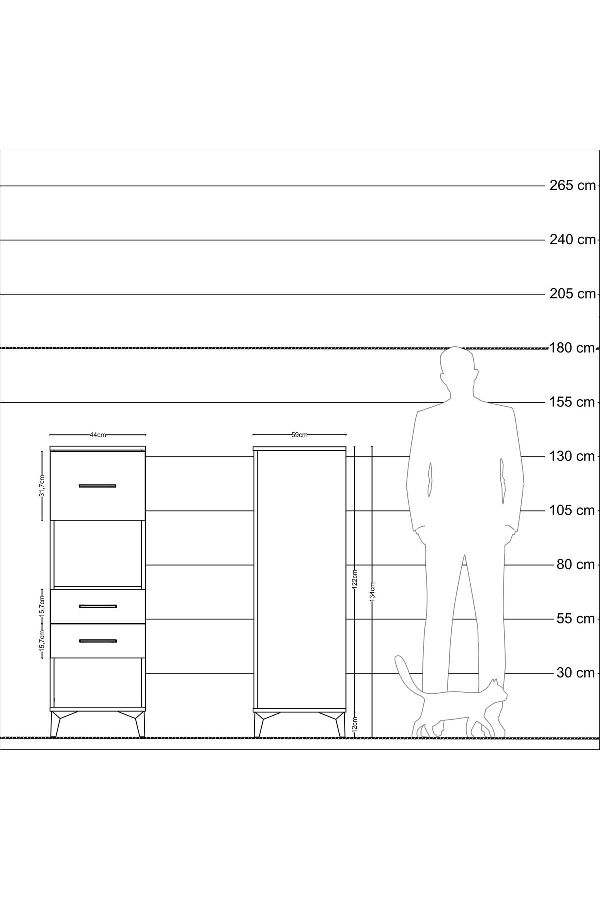 Kronos Dolap Tek Raflı 3 Çekmeceli 44x59x134 Aytaşı-Aytaşı