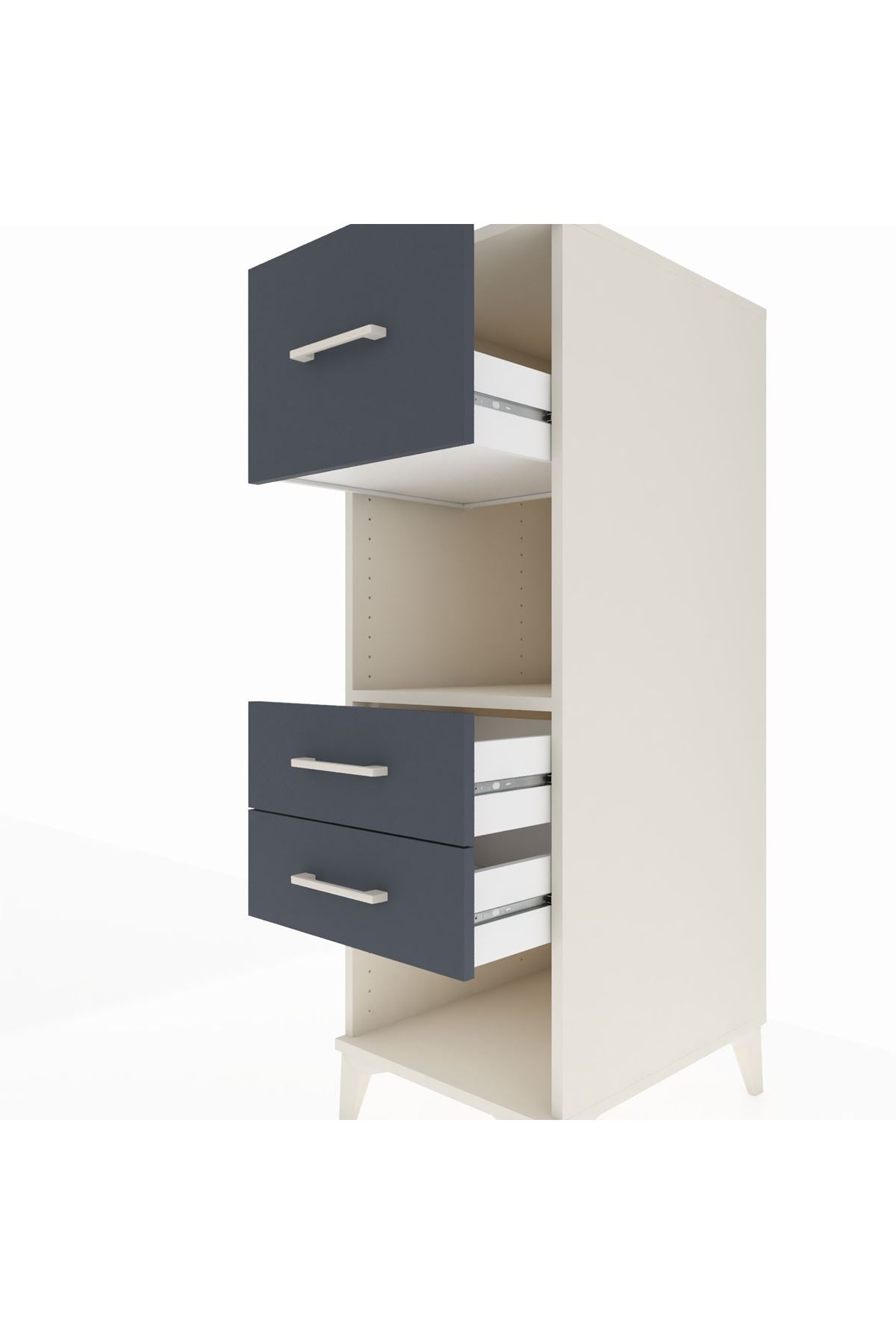 Kronos Dolap Tek Raflı 3 Çekmeceli 44x59x134 Aytaşı-Antrasit