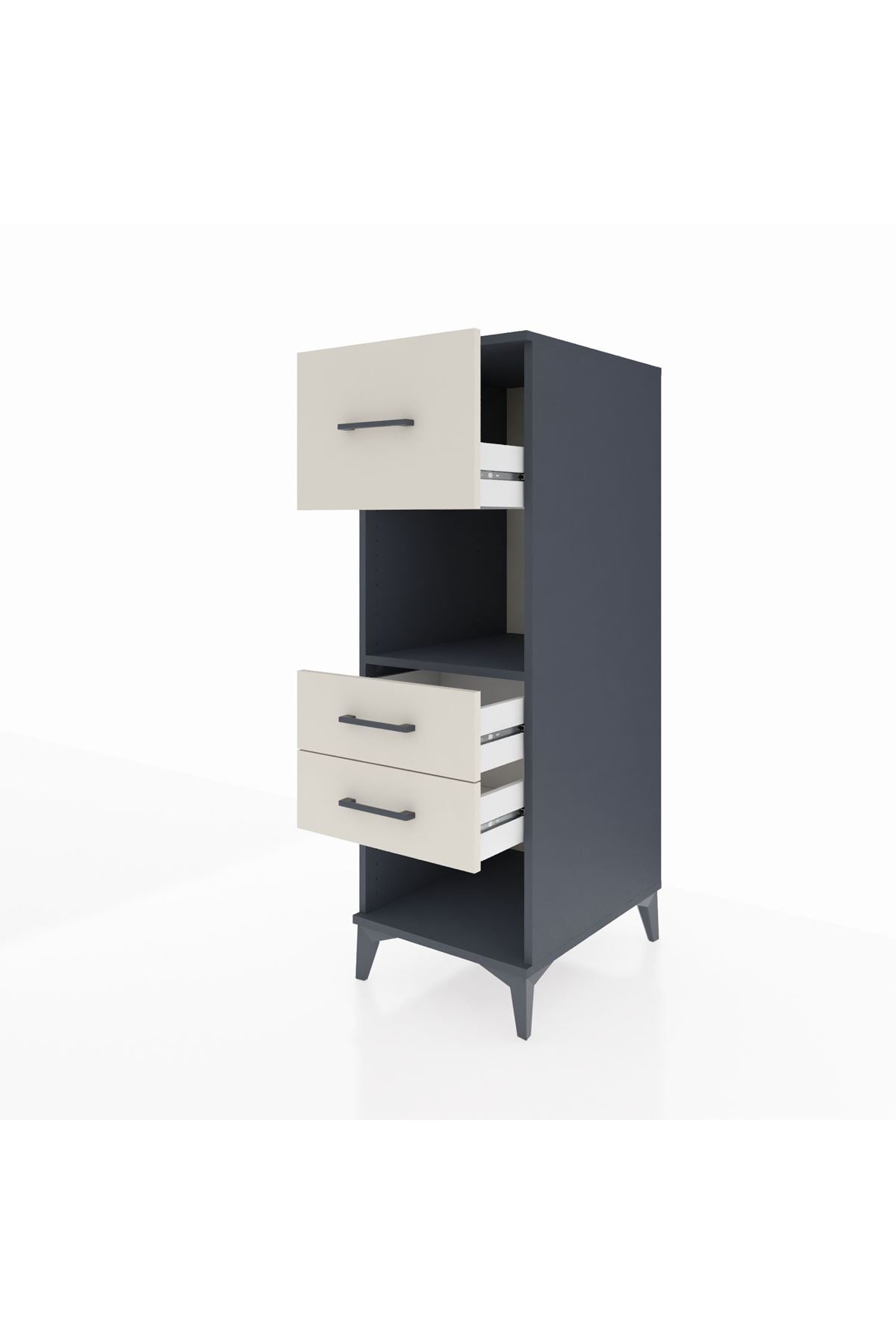 Kronos Dolap Tek Raflı 3 Çekmeceli 44x59x134 Antrasit-Aytaşı