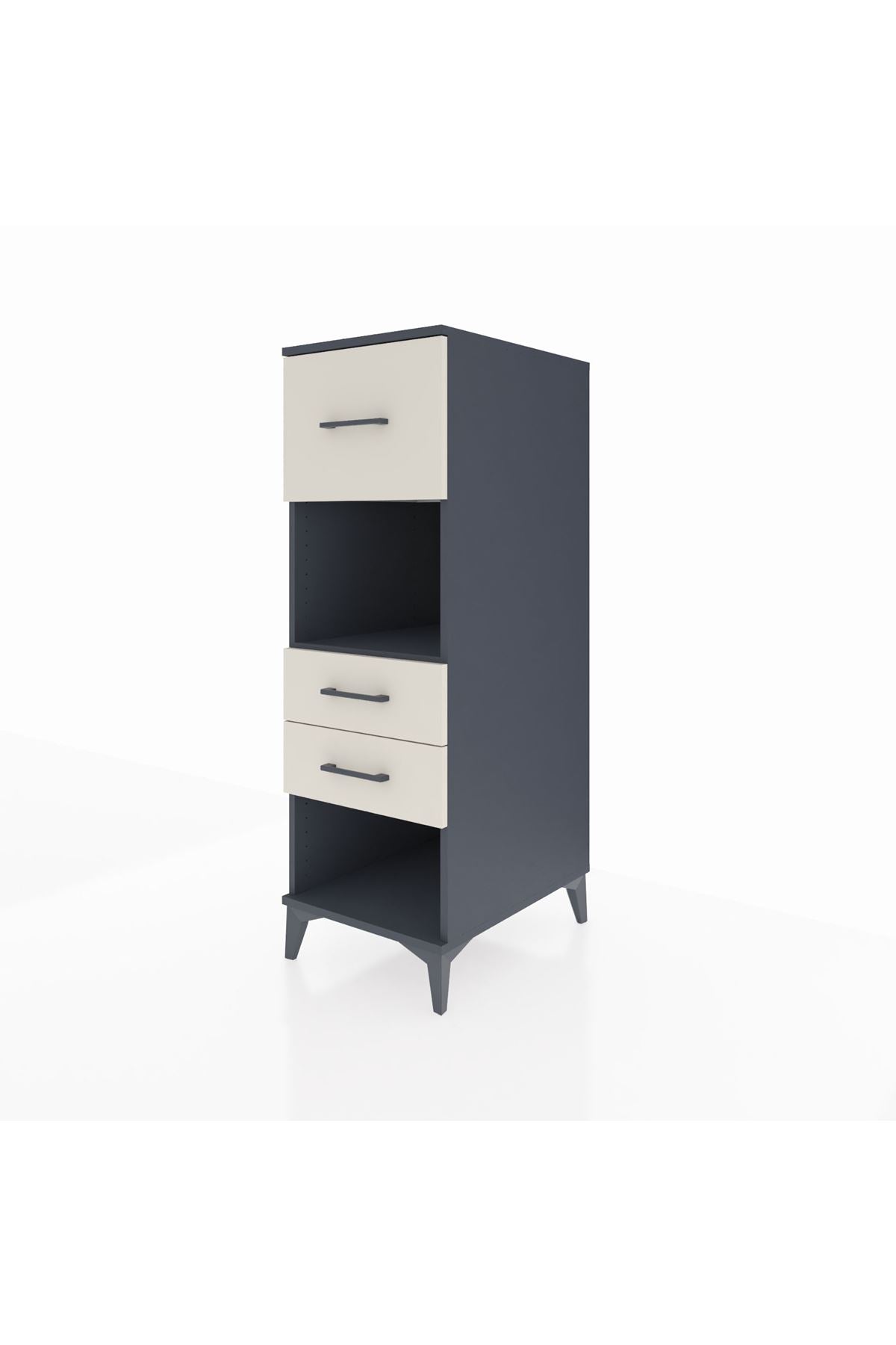 Kronos Dolap Tek Raflı 3 Çekmeceli 44x59x134 Antrasit-Aytaşı