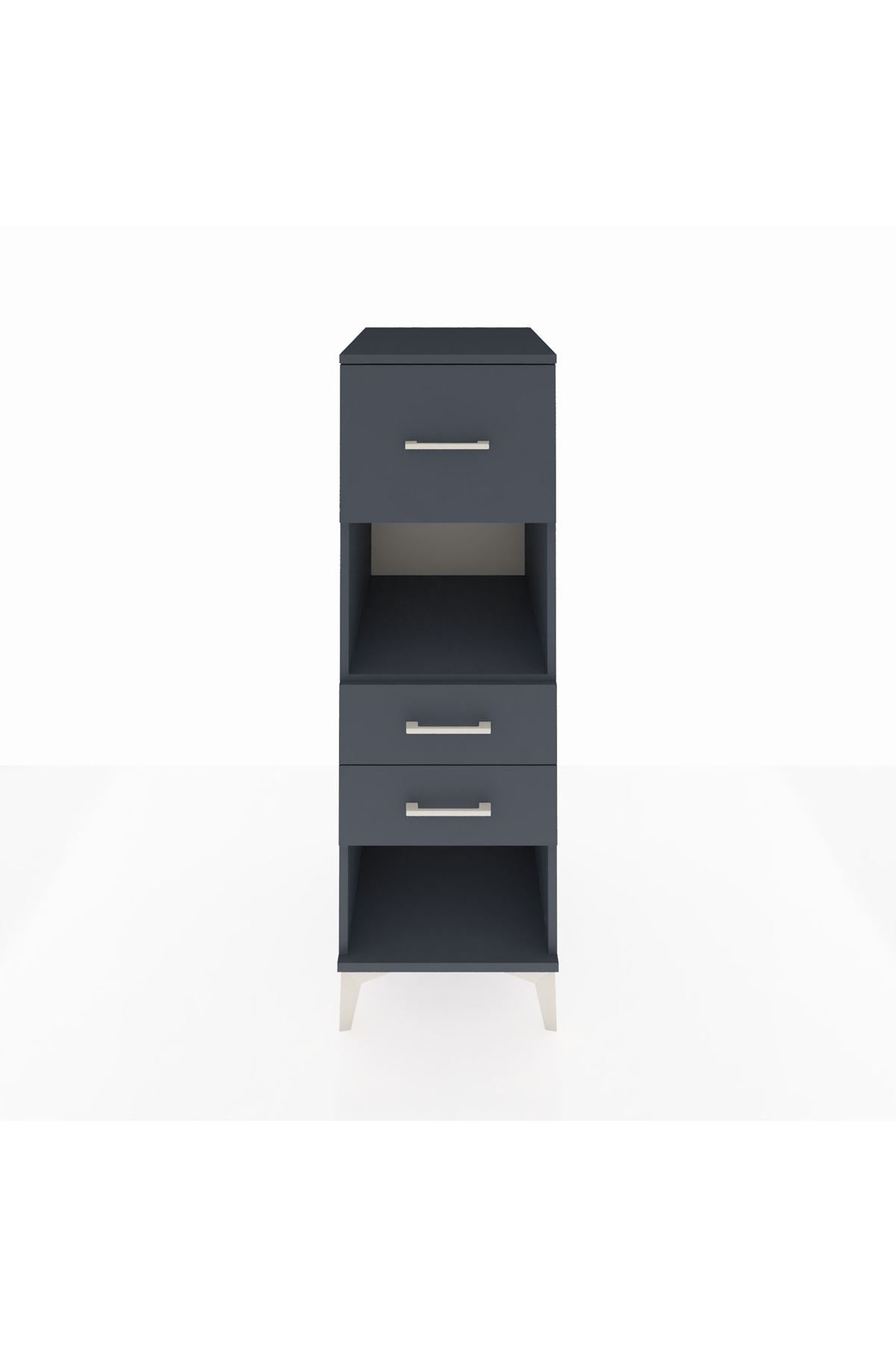 Kronos Dolap Tek Raflı 3 Çekmeceli 44x59x134 Antrasit-Antrasit