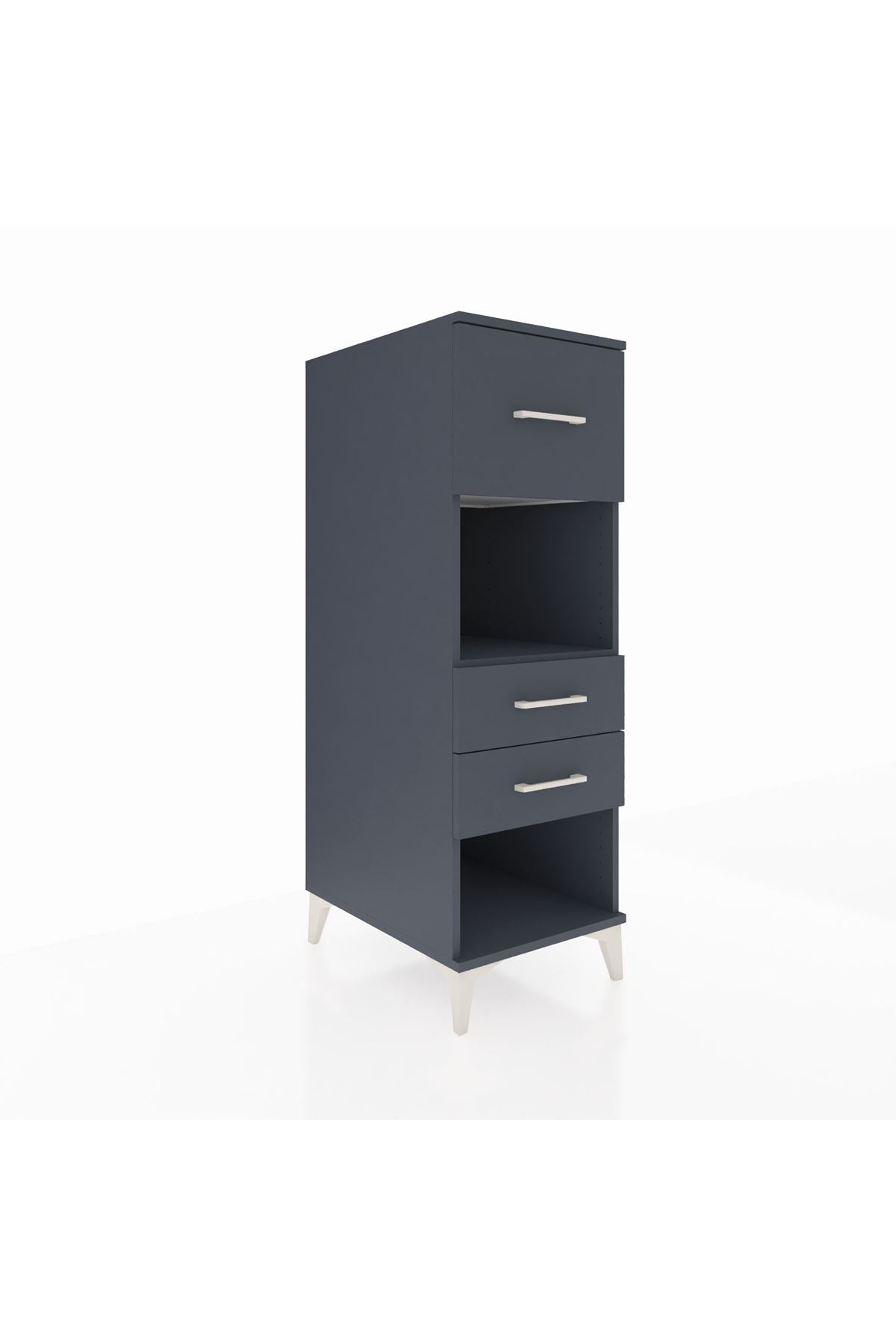 Kronos Dolap Tek Raflı 3 Çekmeceli 44x59x134 Antrasit-Antrasit