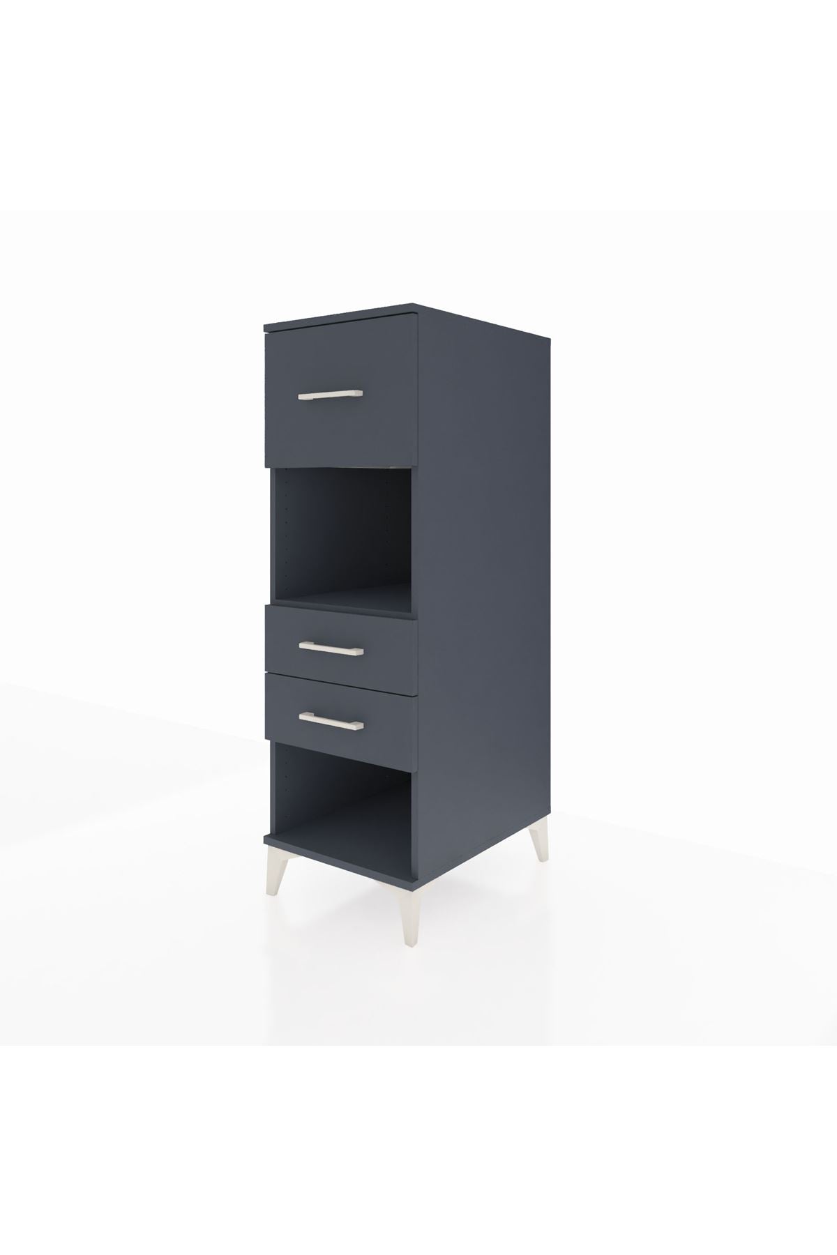 Kronos Dolap Tek Raflı 3 Çekmeceli 44x59x134 Antrasit-Antrasit