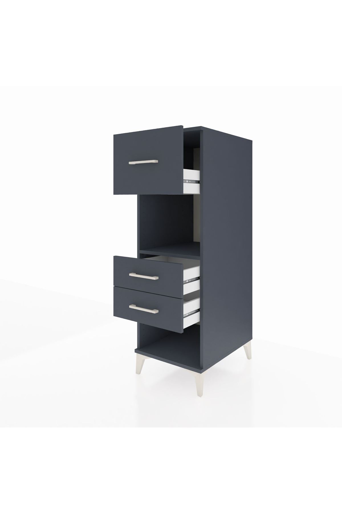 Kronos Dolap Tek Raflı 3 Çekmeceli 44x59x134 Antrasit-Antrasit