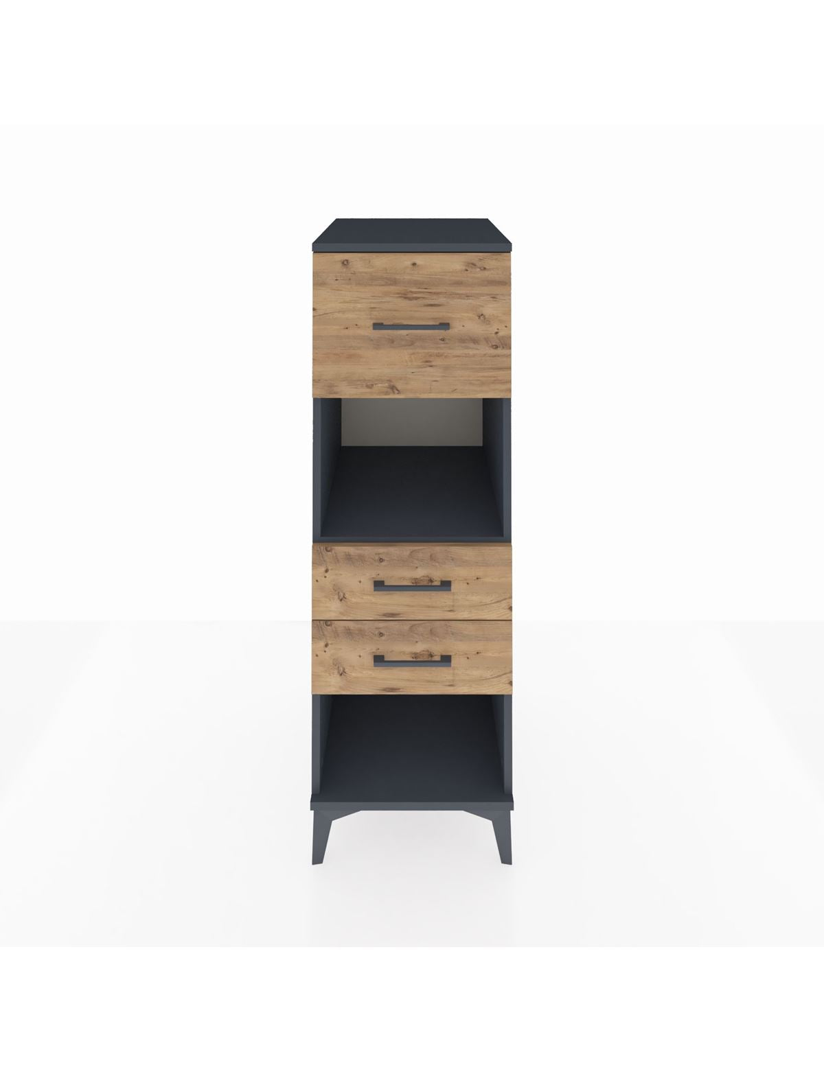 Kronos Dolap Tek Raflı 3 Çekmeceli 44x59x134 Antrasit-Çam