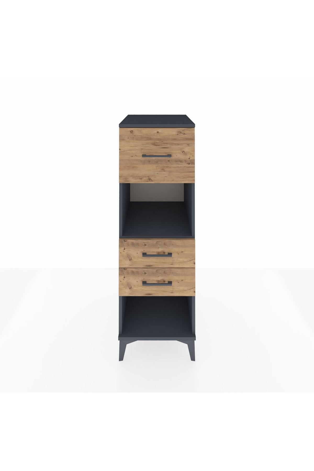 Kronos Dolap Tek Raflı 3 Çekmeceli 44x59x134 Antrasit-Çam