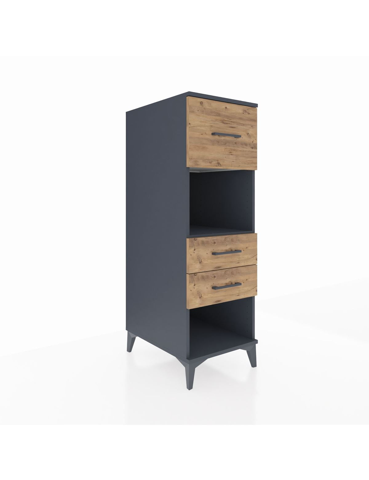 Kronos Dolap Tek Raflı 3 Çekmeceli 44x59x134 Antrasit-Çam