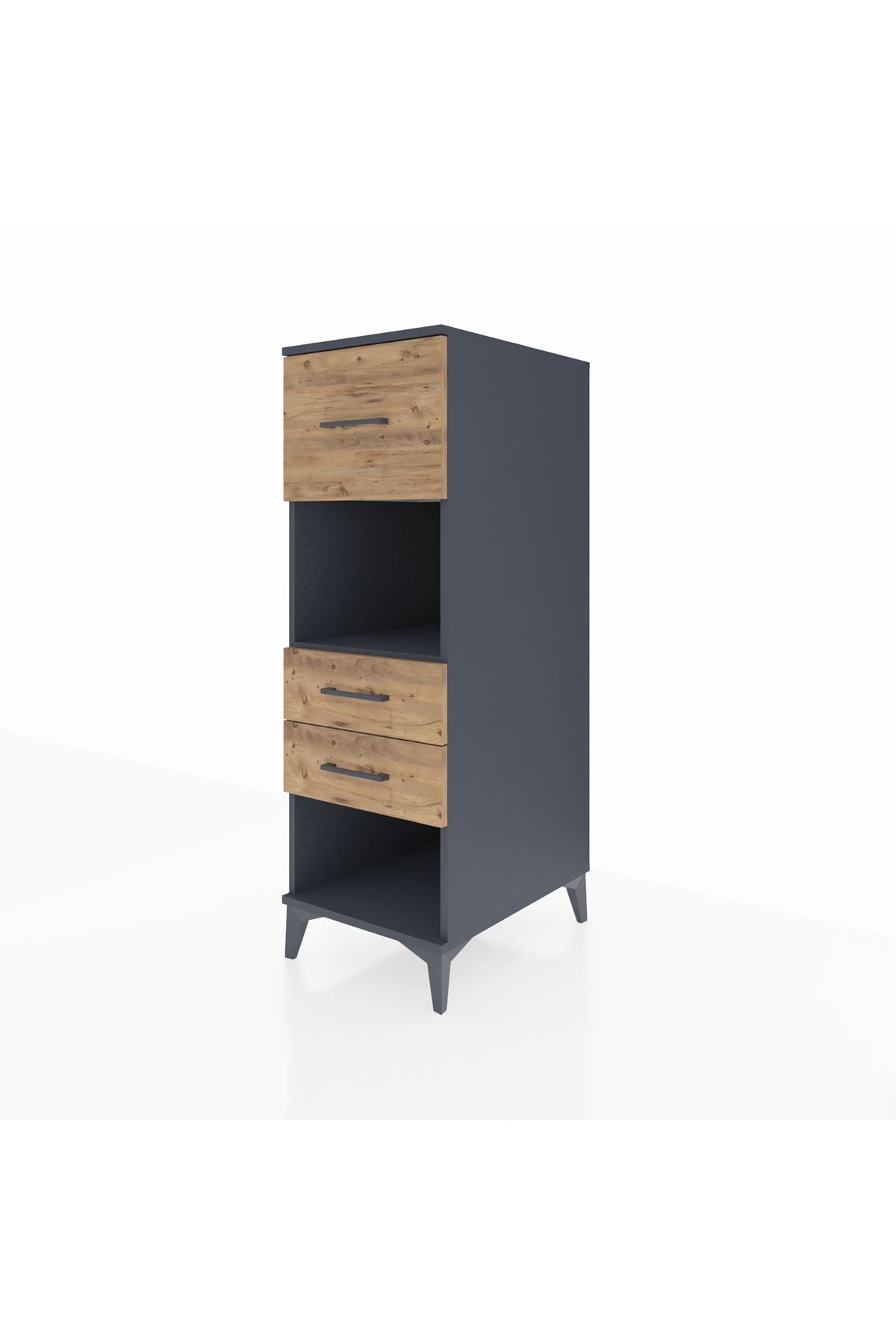 Kronos Dolap Tek Raflı 3 Çekmeceli 44x59x134 Antrasit-Çam