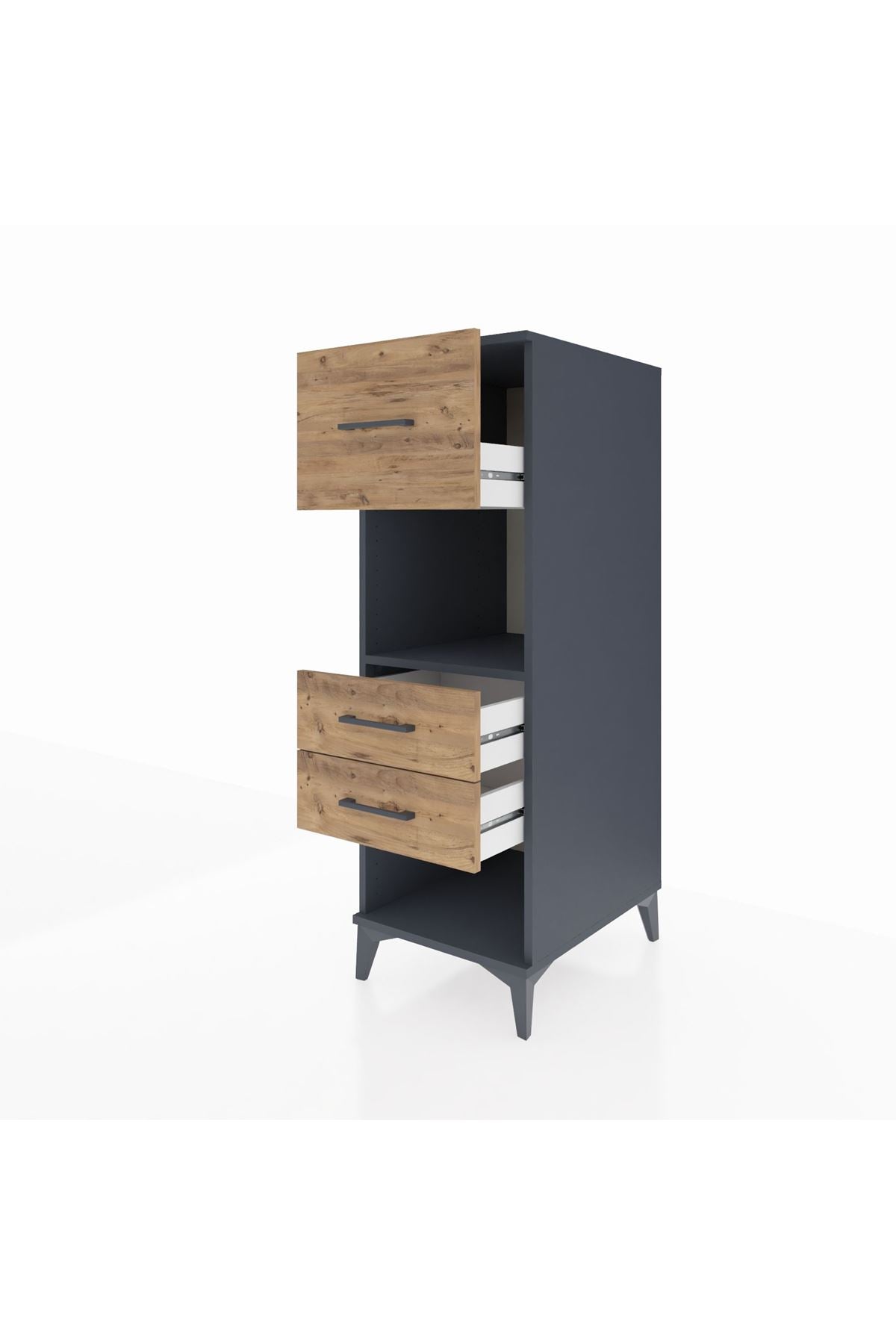 Kronos Dolap Tek Raflı 3 Çekmeceli 44x59x134 Antrasit-Çam