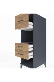 Kronos Dolap Tek Raflı 3 Çekmeceli 44x59x134 Antrasit-Çam