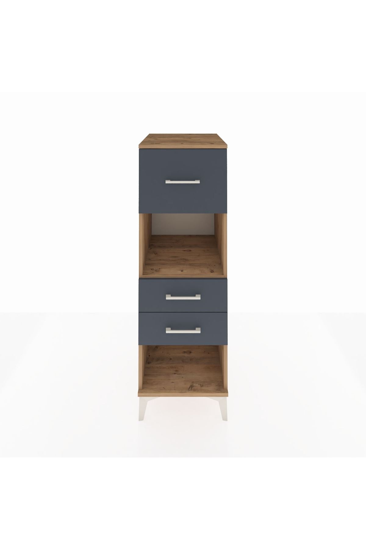 Kronos Dolap Tek Raflı 3 Çekmeceli 44x59x134 Çam-Antrasit