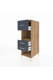 Kronos Dolap Tek Raflı 3 Çekmeceli 44x59x134 Çam-Antrasit