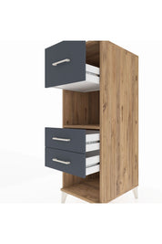 Kronos Dolap Tek Raflı 3 Çekmeceli 44x59x134 Çam-Antrasit