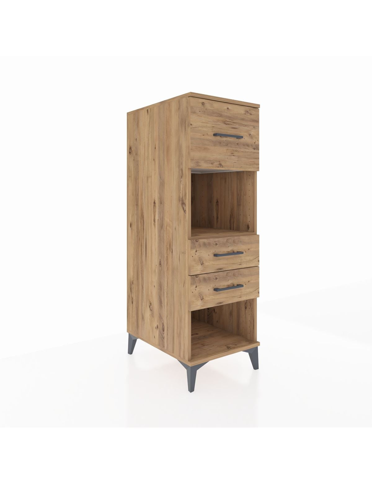 Kronos Dolap Tek Raflı 3 Çekmeceli 44x59x134 Çam-Çam