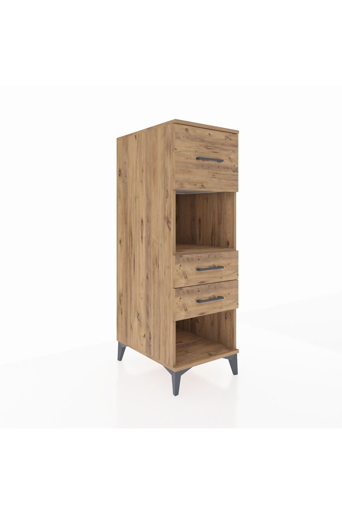 Kronos Dolap Tek Raflı 3 Çekmeceli 44x59x134 Çam-Çam