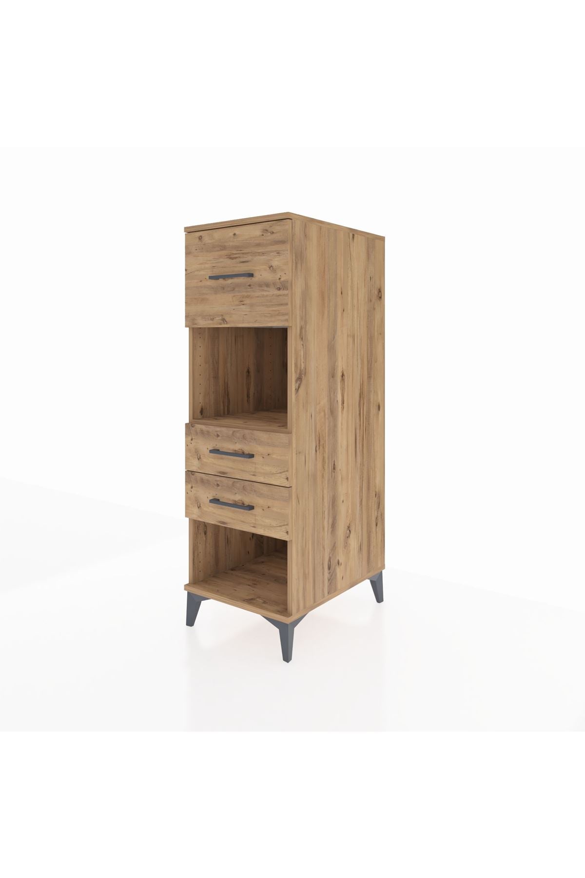 Kronos Dolap Tek Raflı 3 Çekmeceli 44x59x134 Çam-Çam