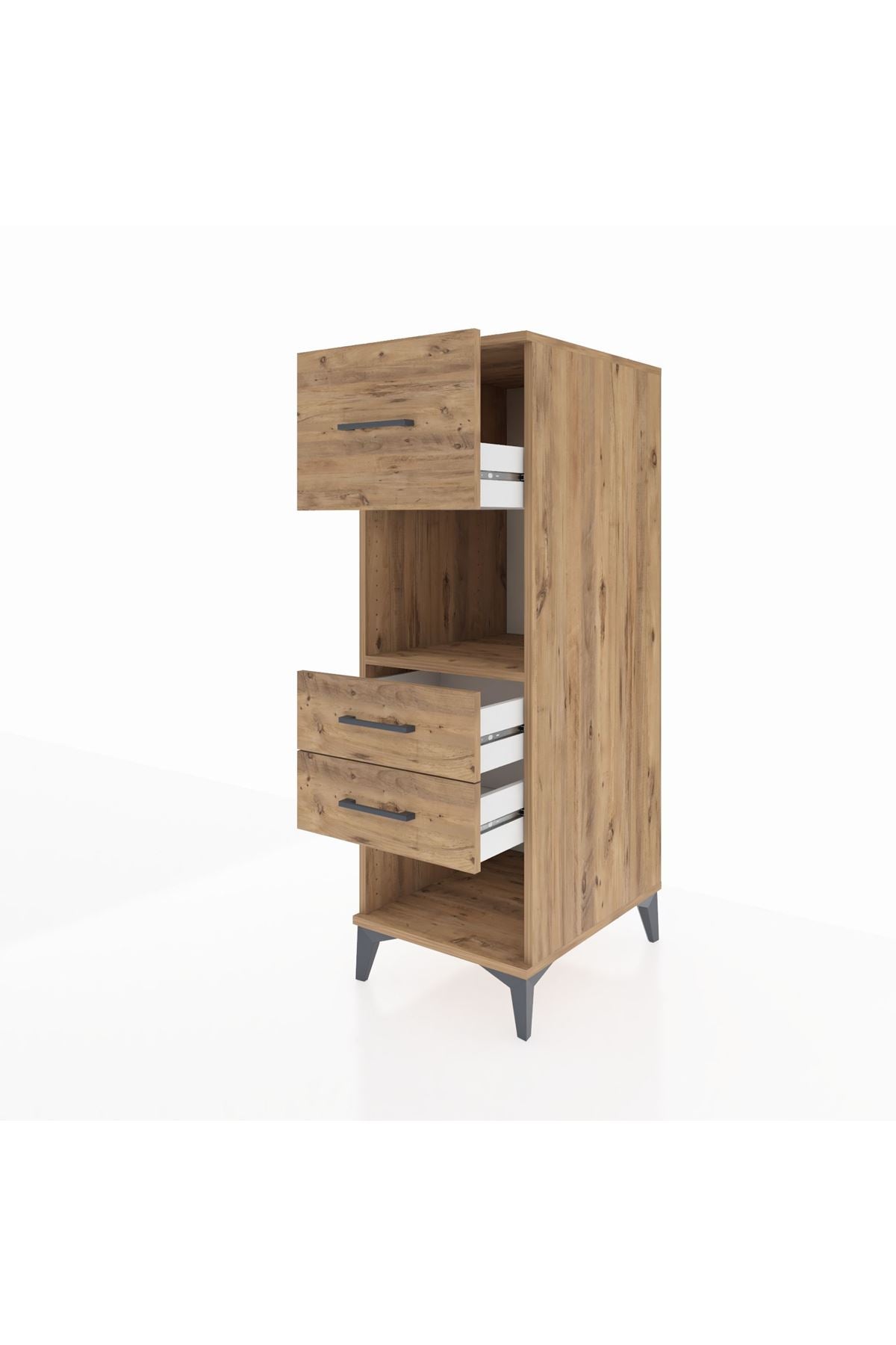 Kronos Dolap Tek Raflı 3 Çekmeceli 44x59x134 Çam-Çam