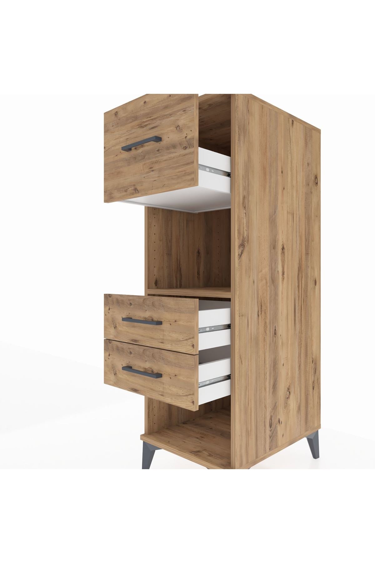 Kronos Dolap Tek Raflı 3 Çekmeceli 44x59x134 Çam-Çam