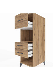 Kronos Dolap Tek Raflı 3 Çekmeceli 44x59x134 Çam-Çam