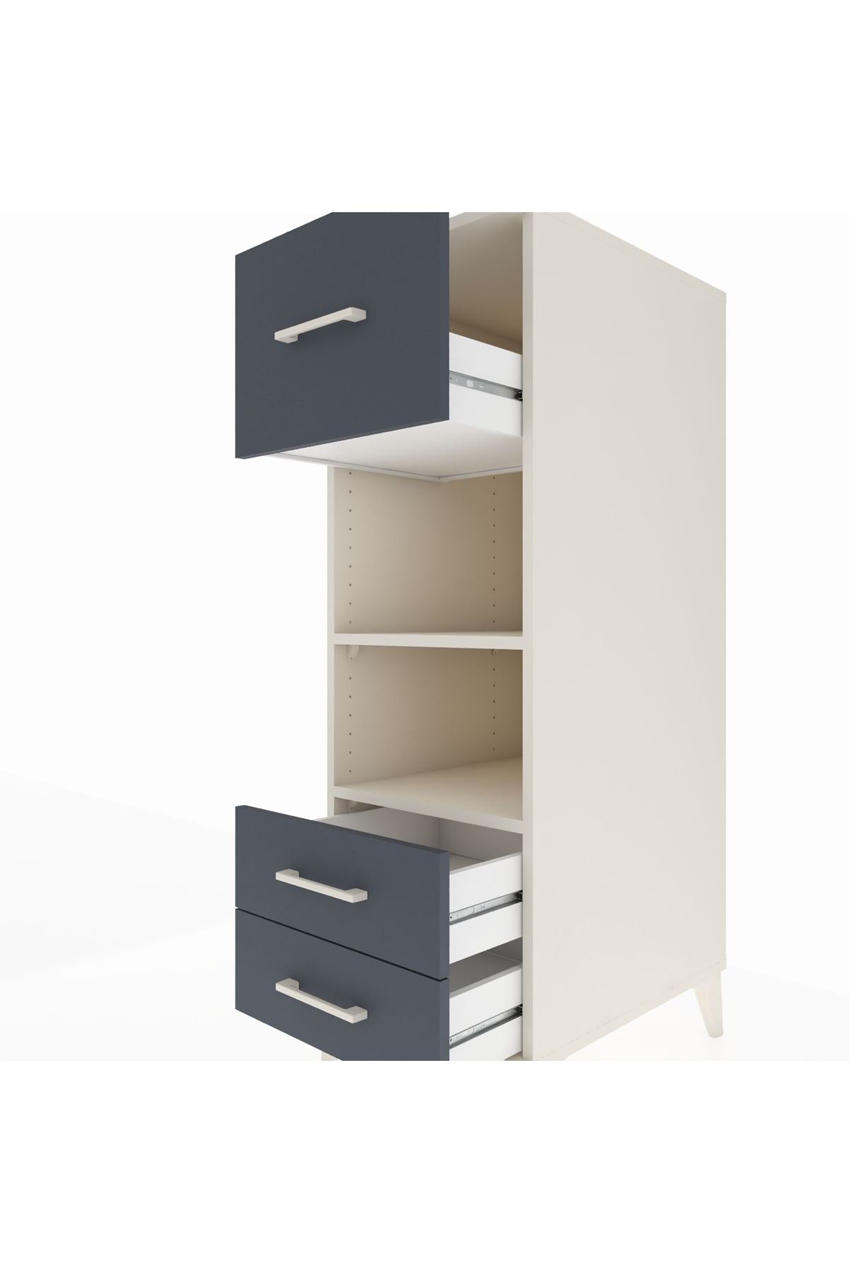 Kronos Dolap 2 Raflı 3 Çekmeceli 44x59x134 Aytaşı-Antrasit