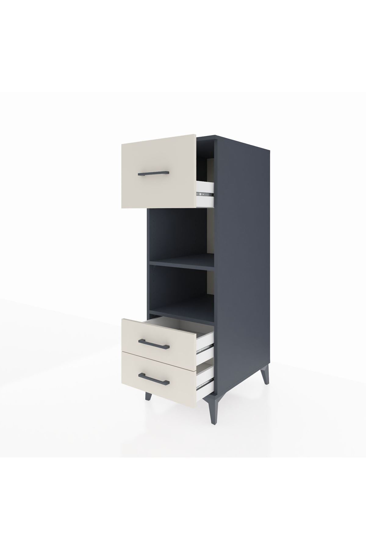 Kronos Dolap 2 Raflı 3 Çekmeceli 44x59x134 Antrasit-Aytaşı