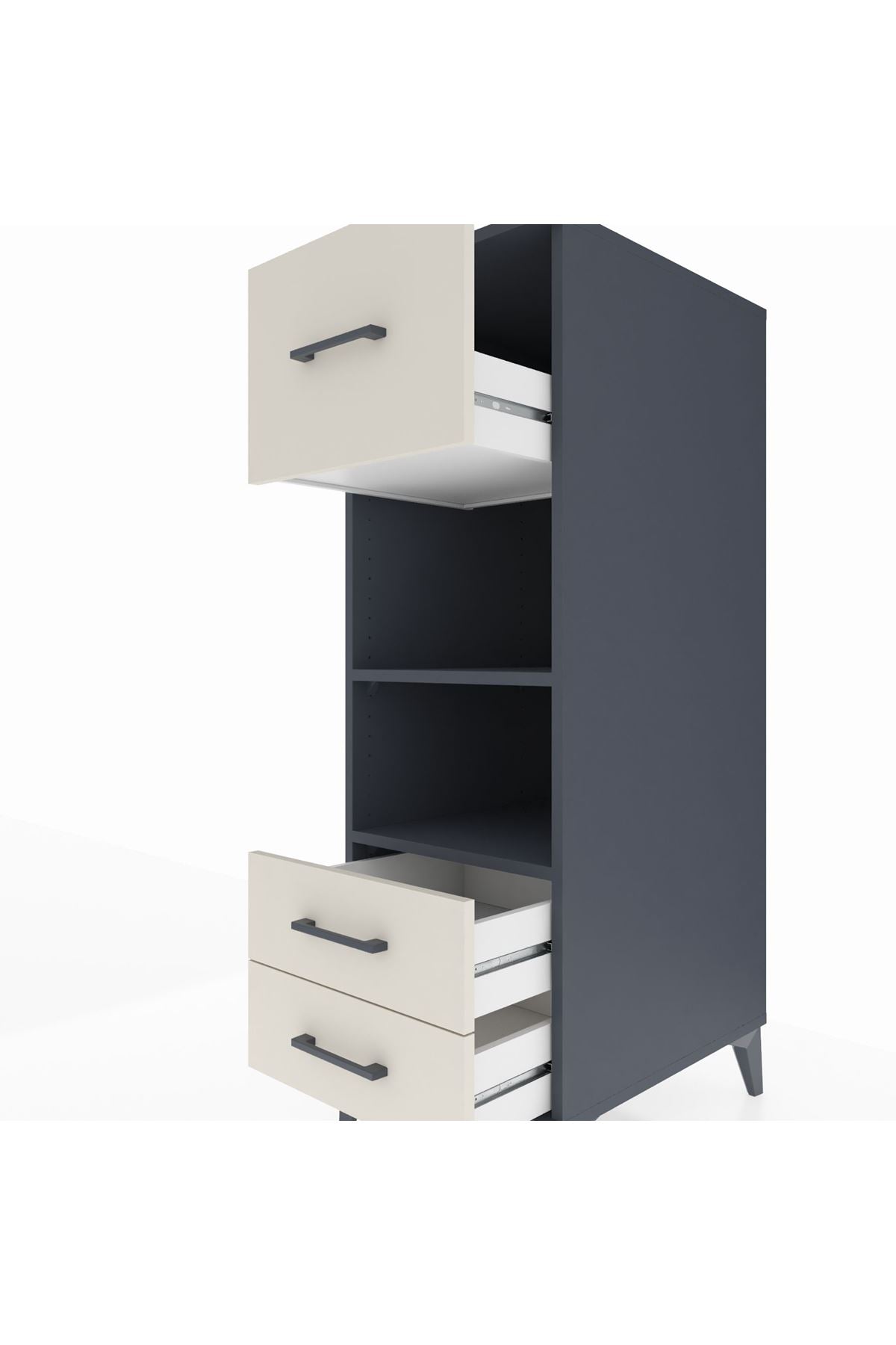 Kronos Dolap 2 Raflı 3 Çekmeceli 44x59x134 Antrasit-Aytaşı