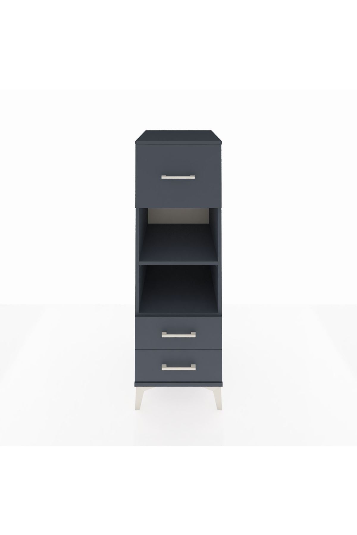 Kronos Dolap 2 Raflı 3 Çekmeceli 44x59x134 Antrasit-Antrasit