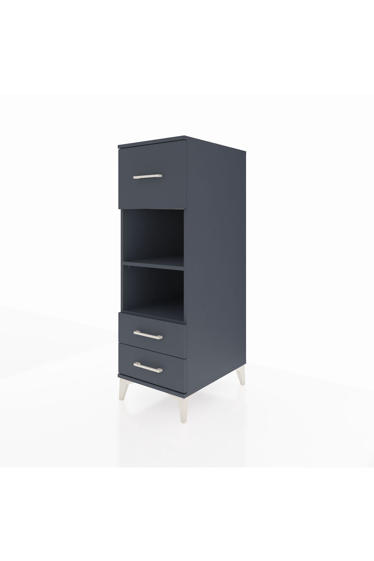 Kronos Dolap 2 Raflı 3 Çekmeceli 44x59x134 Antrasit-Antrasit