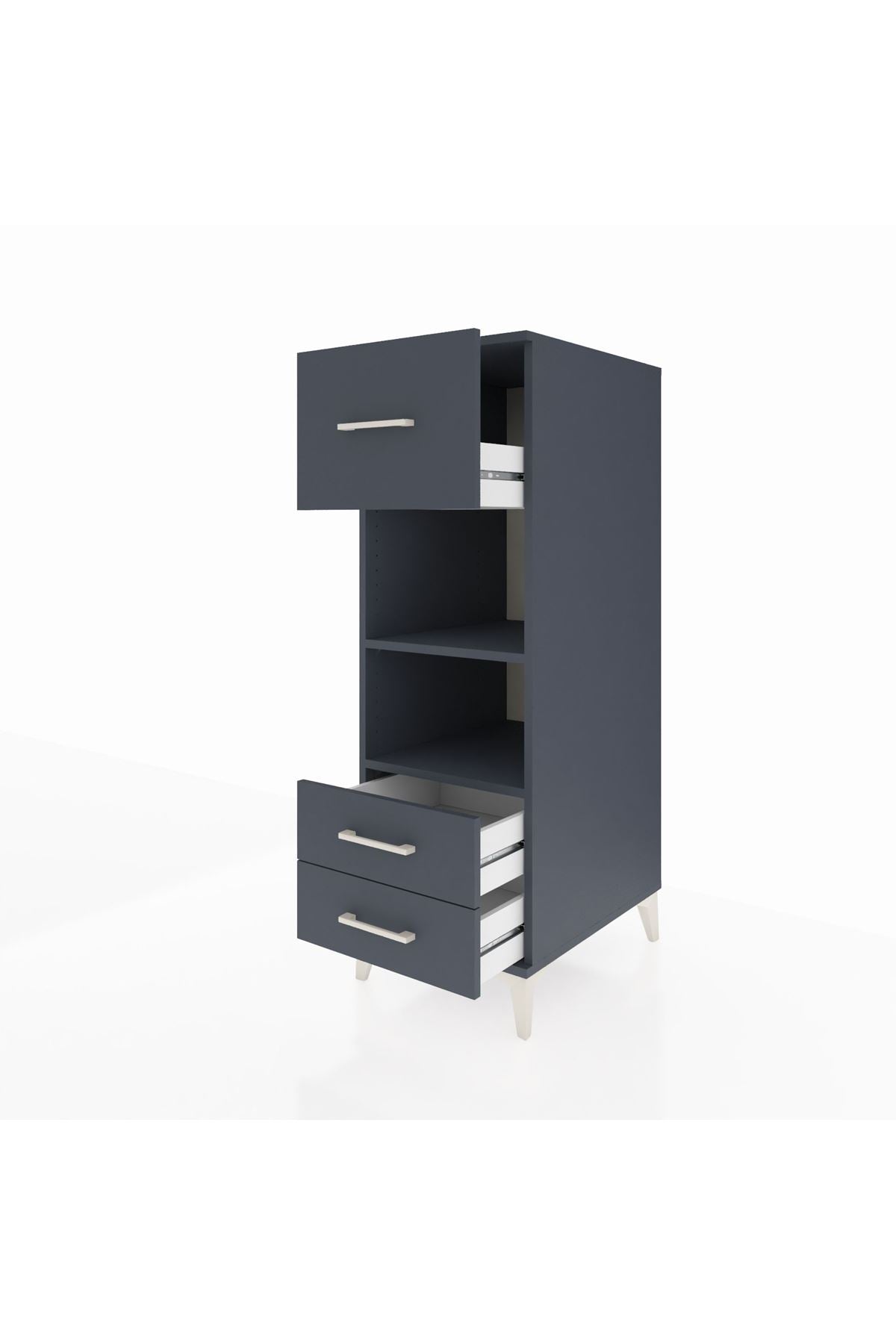 Kronos Dolap 2 Raflı 3 Çekmeceli 44x59x134 Antrasit-Antrasit