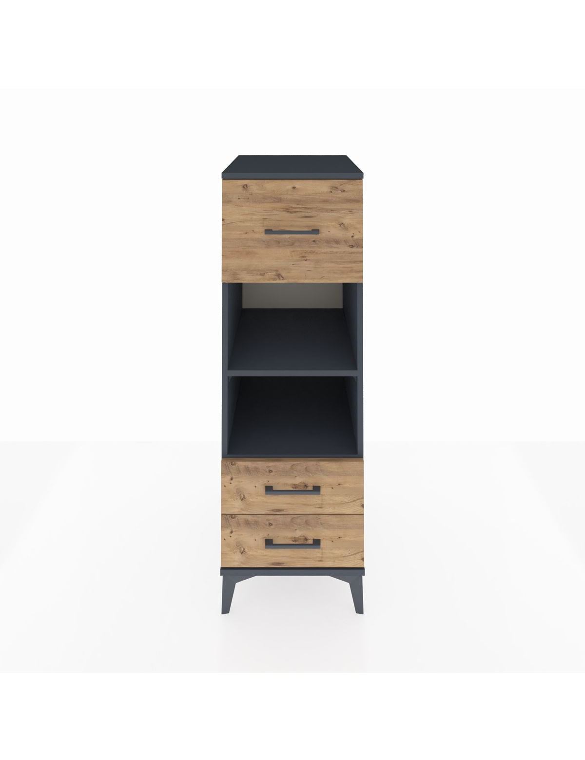 Kronos Dolap 2 Raflı 3 Çekmeceli 44x59x134 Antrasit-Çam