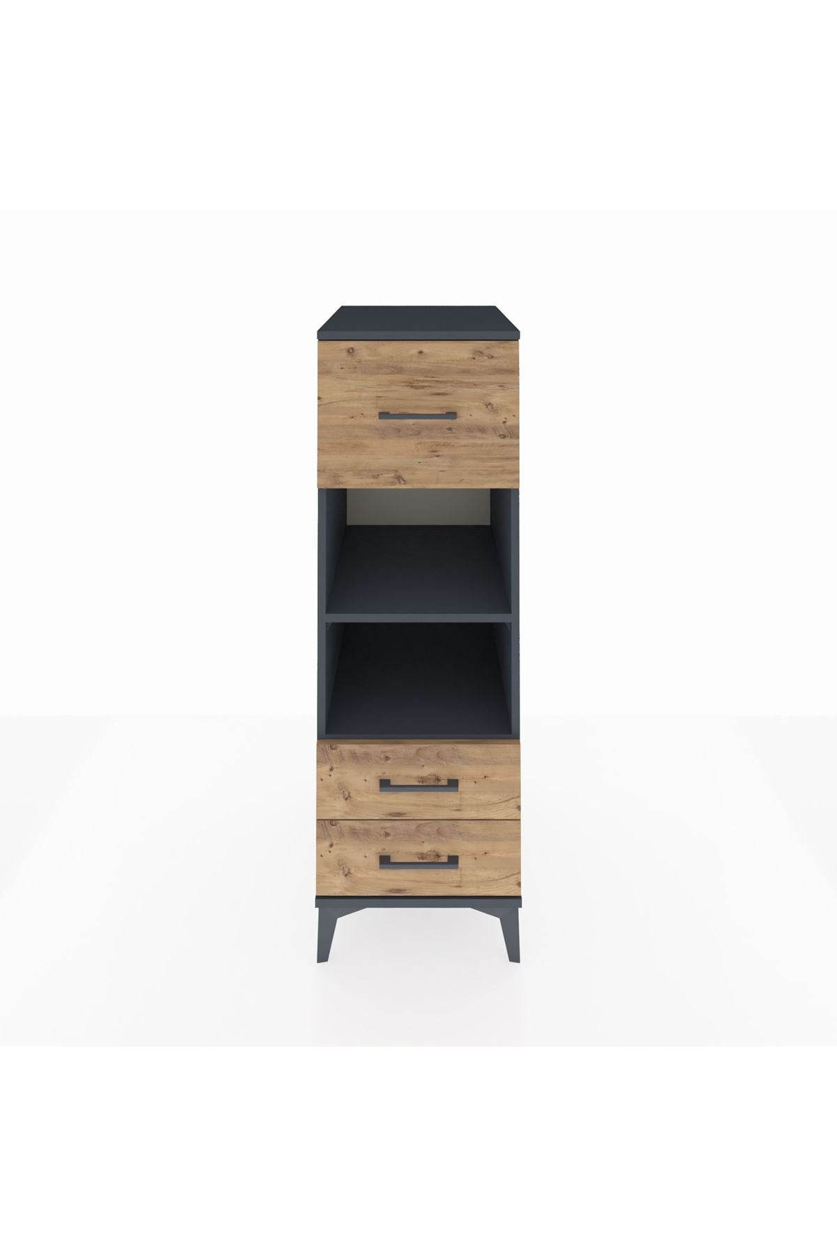 Kronos Dolap 2 Raflı 3 Çekmeceli 44x59x134 Antrasit-Çam