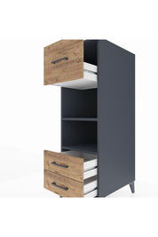 Kronos Dolap 2 Raflı 3 Çekmeceli 44x59x134 Antrasit-Çam