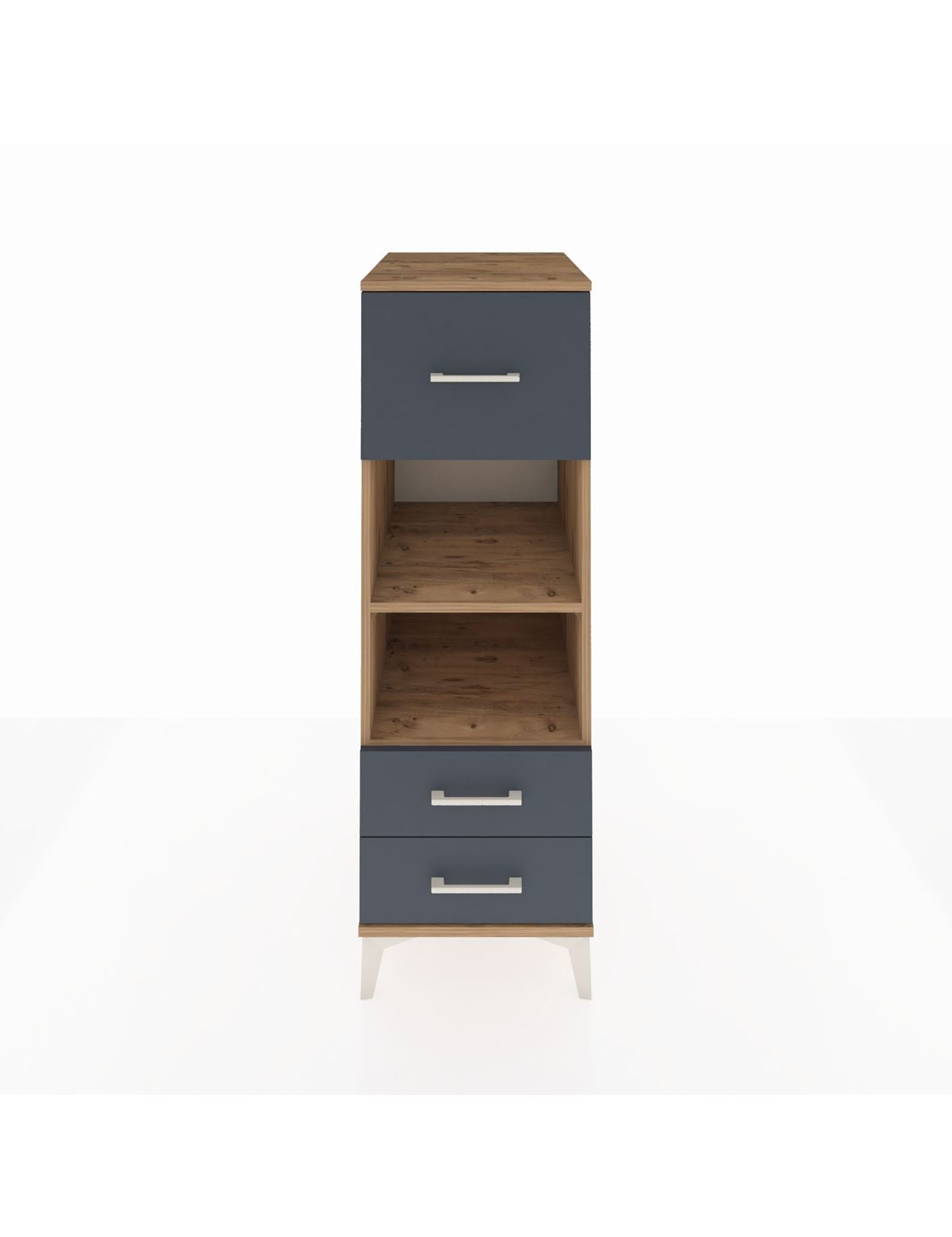 Kronos Dolap 2 Raflı 3 Çekmeceli 44x59x134 Çam-Antrasit